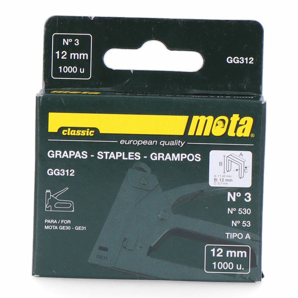 Staples Mota gg312 1000 Unidades Nº 3 12 mm