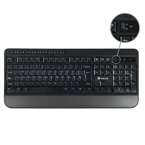 Keyboard and Mouse NGS NGS-KEYBOARD-0368 Spanish Qwerty Black