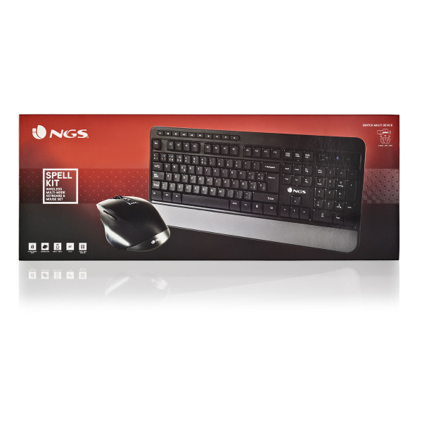 Keyboard and Mouse NGS NGS-KEYBOARD-0368 Spanish Qwerty Black