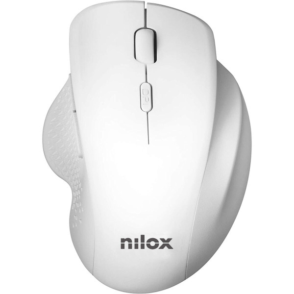 Mouse Nilox Ratón Ergonómico Wireless 3200 DPI Blanco