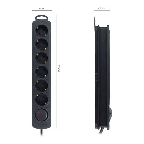 Power Socket - 6 Sockets with Switch TM Electron 250 V