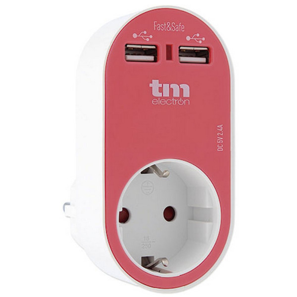 Wall Plug with 2 USB Ports TM Electron Magenta