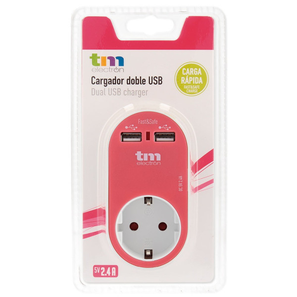 Wall Plug with 2 USB Ports TM Electron Magenta