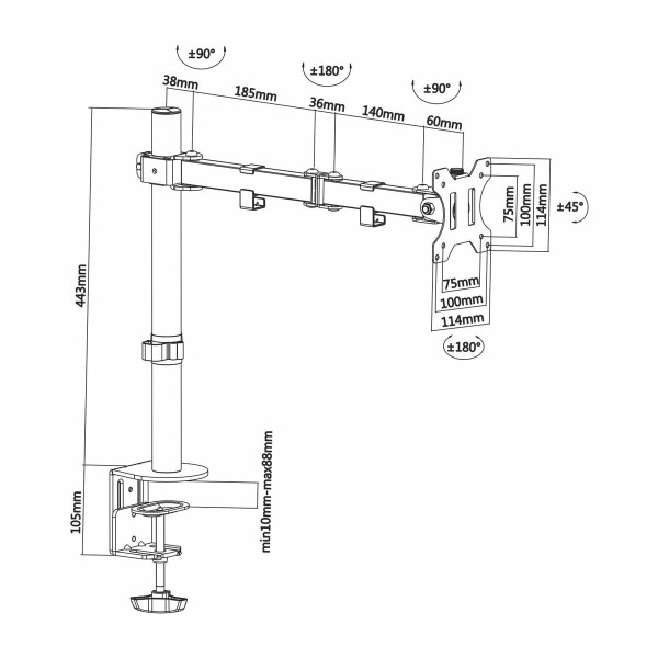 Screen Table Support Aisens Black