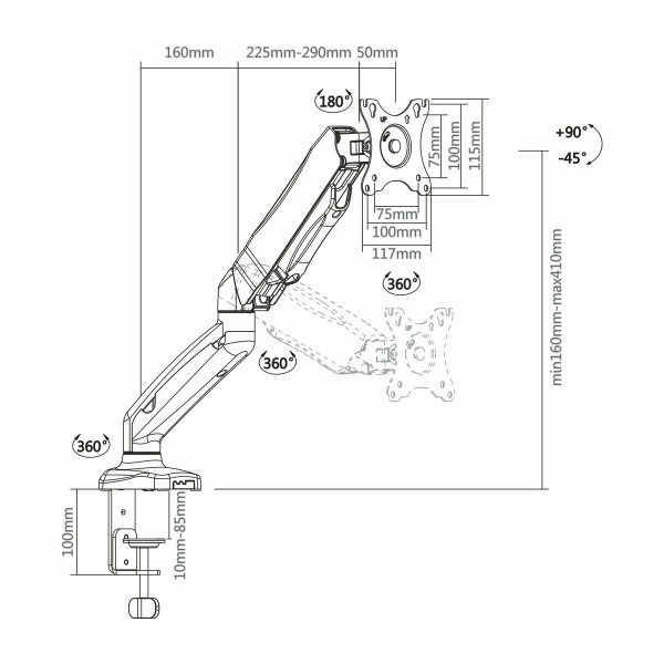 Screen Table Support Aisens DT27TSR-043