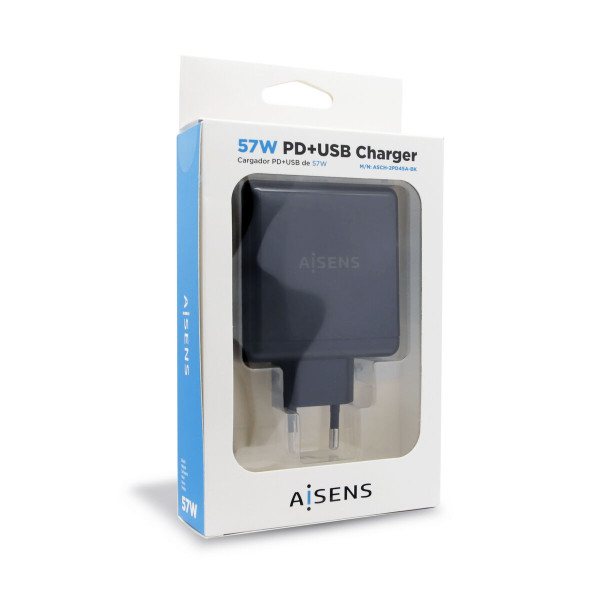 USB  Wall Charger Aisens PD 3.0 USB-C 57 W Black