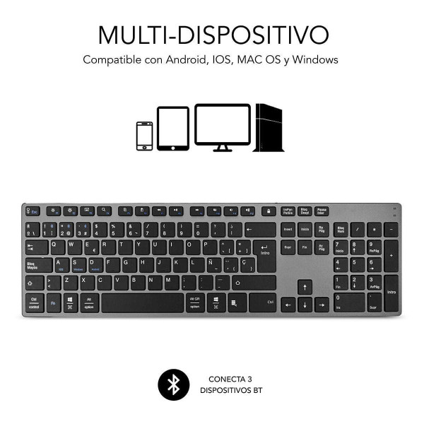 Wireless Keyboard Subblim SUB-KB-3ADE301 Bluetooth 3.0 Grey