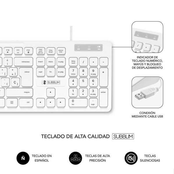 Keyboard Subblim SUBKBC0SSK51 White