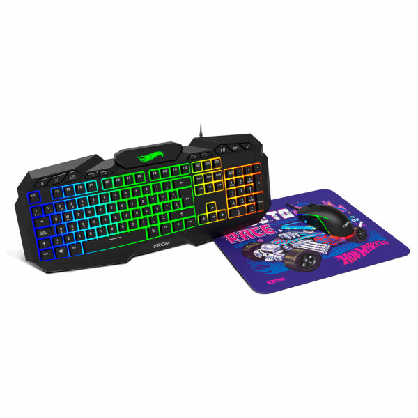 Keyboard with Gaming Mouse Krom HOTWHEELS