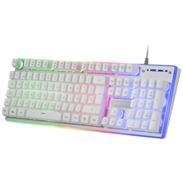 Keyboard Mars Gaming MK220 Spanish Qwerty White RGB