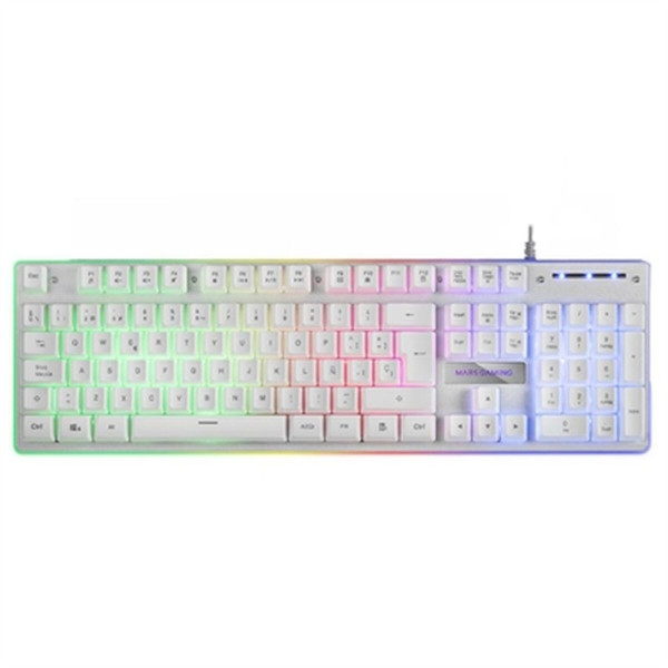 Keyboard Mars Gaming MK220 Spanish Qwerty White RGB