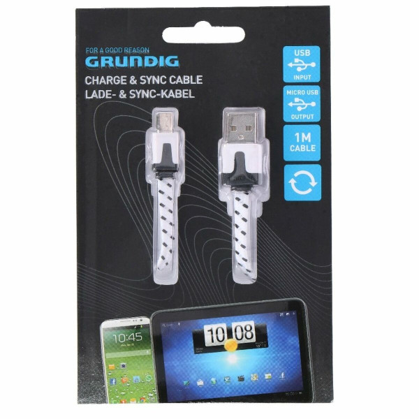 Cable Micro USB Grundig White/Black 1 m