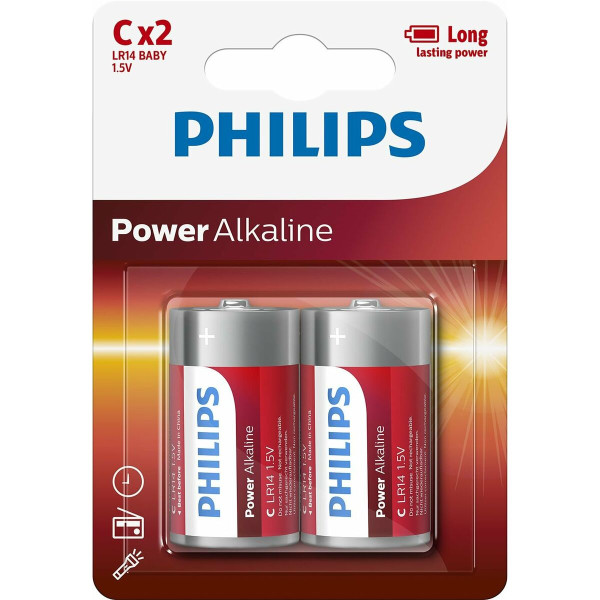 Alkaline Batteries Philips Power LR14 1,5 V Type C (2 Units)