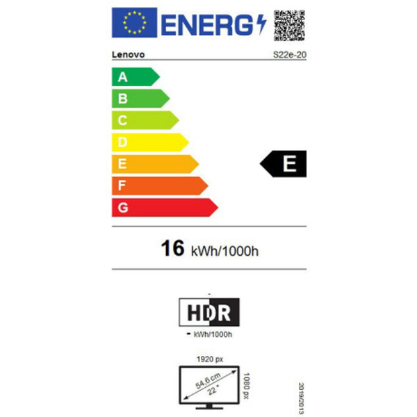 Monitor Lenovo S22E-20 21,5" FHD WLED 1080p Full HD 1920 x 1080 px