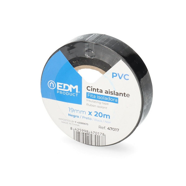 Insulating tape EDM Black PVC (20 m x 19 mm)