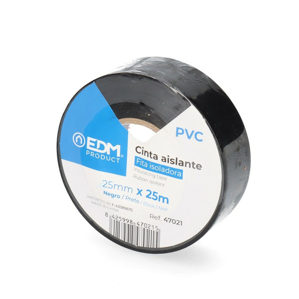 Insulating tape EDM Black PVC (25 mm x 25 m)