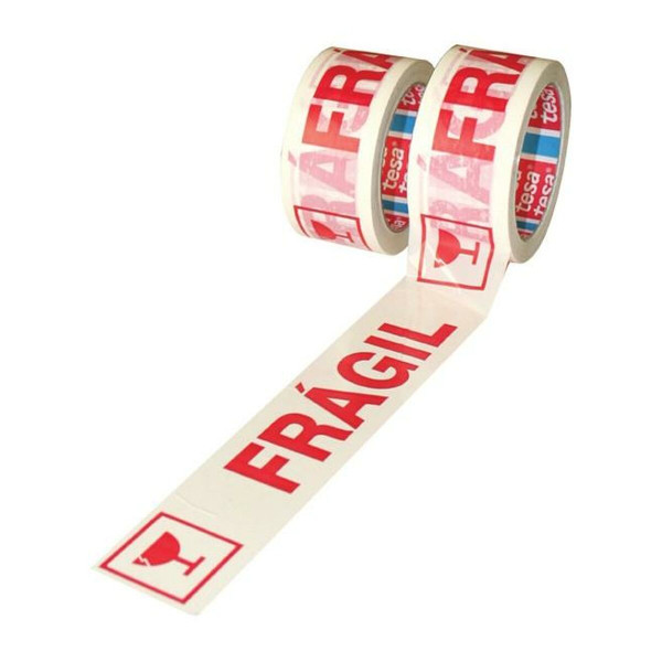 Adhesive Tape TESA FRÁGIL Packaging White polypropylene 6 Units (50 mm x 66 m)