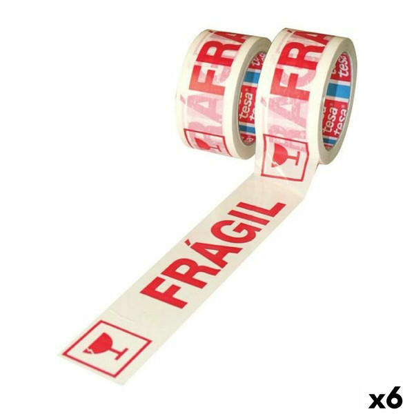 Adhesive Tape TESA FRÁGIL Packaging White polypropylene 6 Units (50 mm x 66 m)