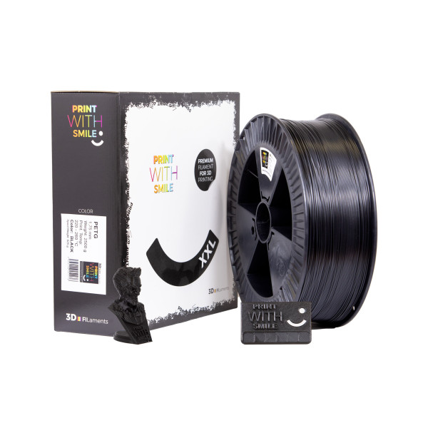 Filament PET-G - 1,75 mm - XXL Satine BLACK - 2500 g Print With Smile