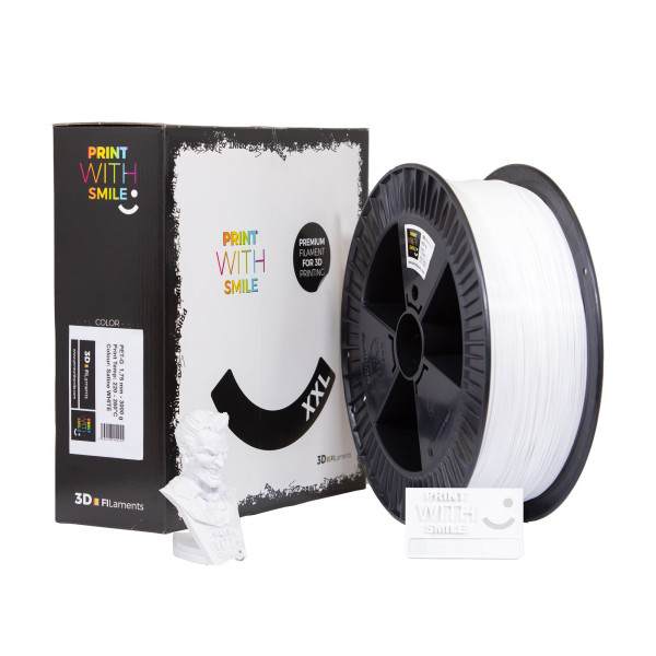 Filament PET-G - 1,75 mm - XXL Satine WHITE - 3000 g Print With Smile